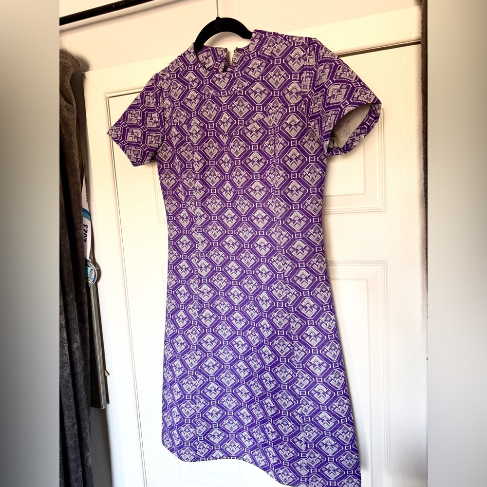 Vintage Sears Purple Geometric Mod Dress